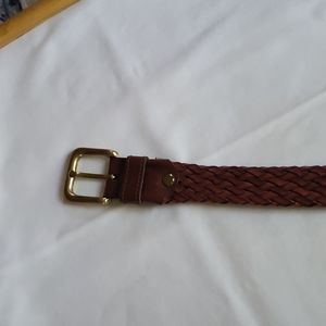 Brown leather woven men's belt